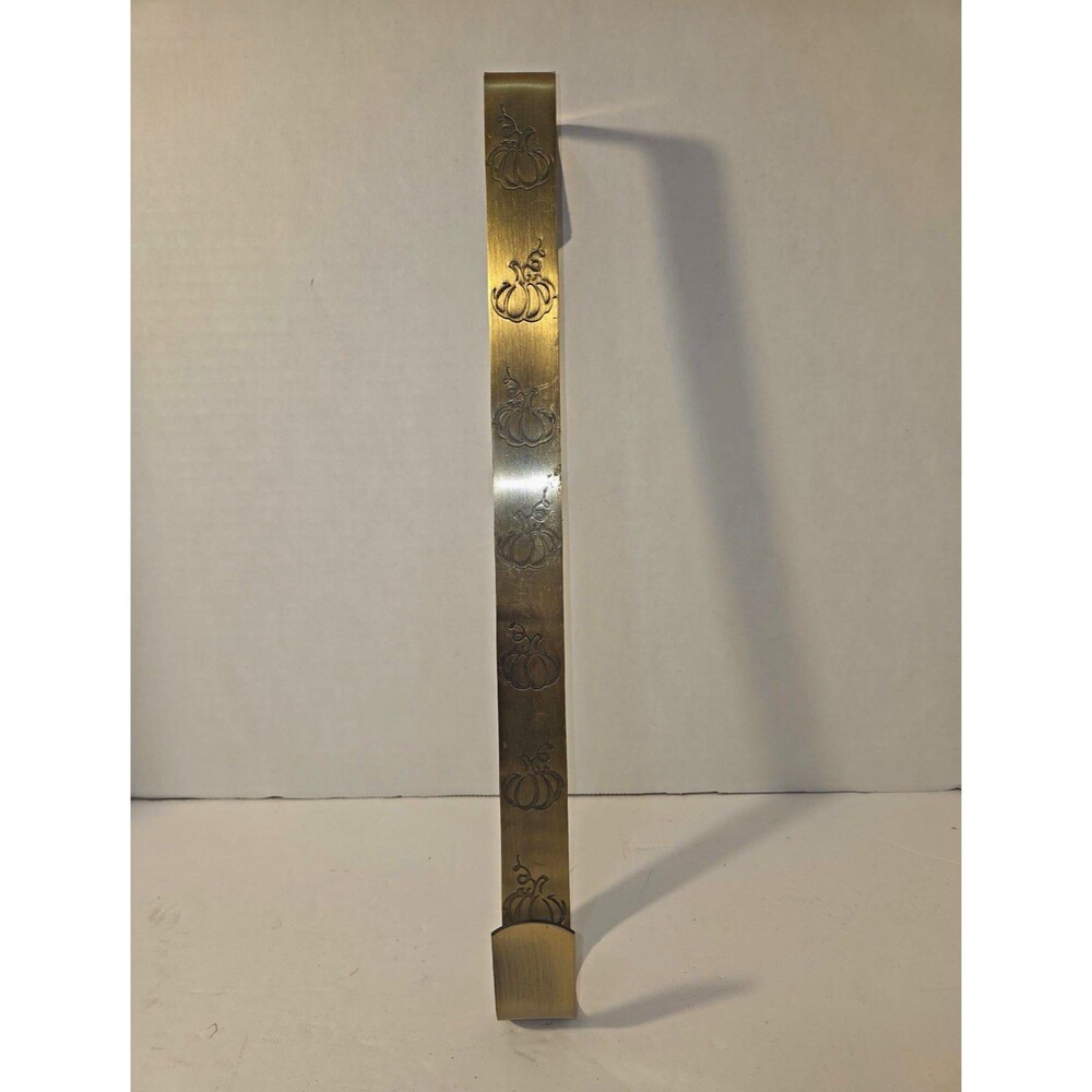 Metal Christmas Wreath/Stocking Hanger Hook, Holly & Bells Design, Gold, 13 in